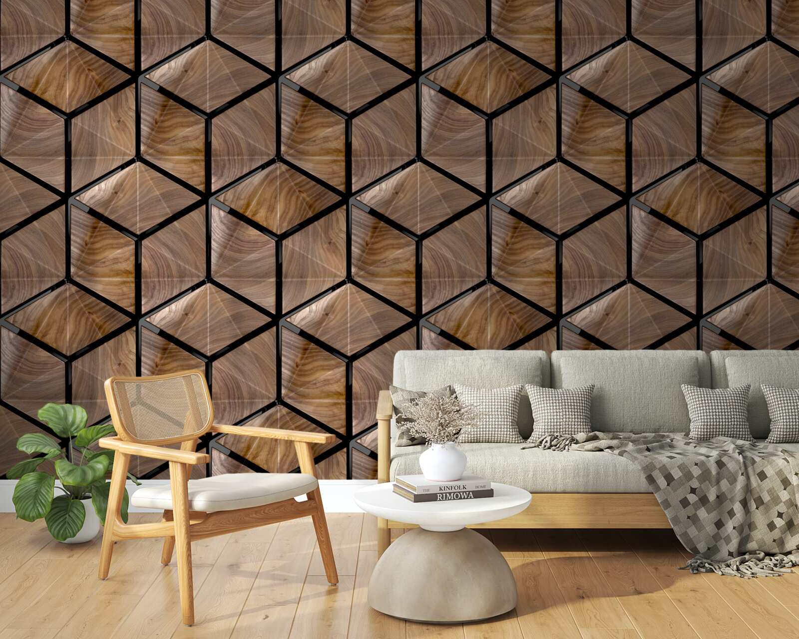 Фотошпалери візерунки геометричних фігур на паркеті