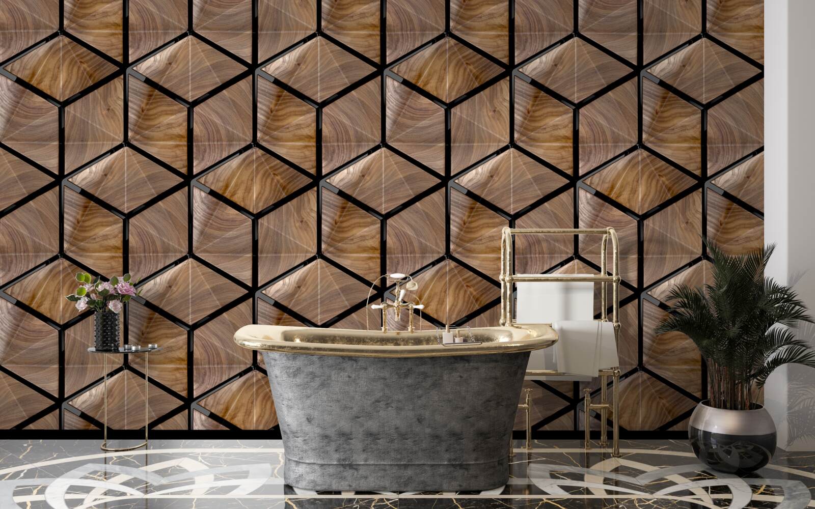 Фотошпалери візерунки геометричних фігур на паркеті