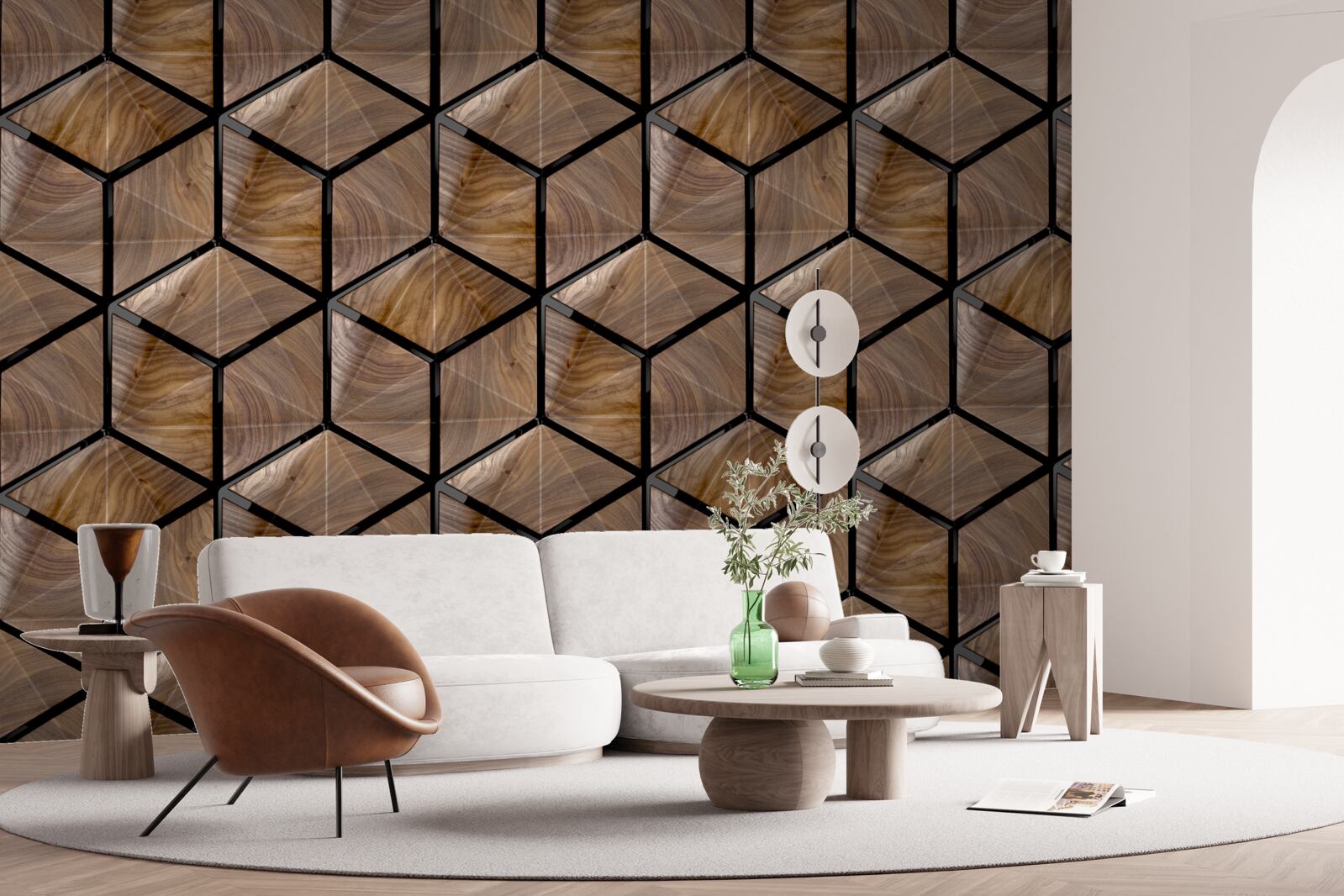 Фотошпалери візерунки геометричних фігур на паркеті