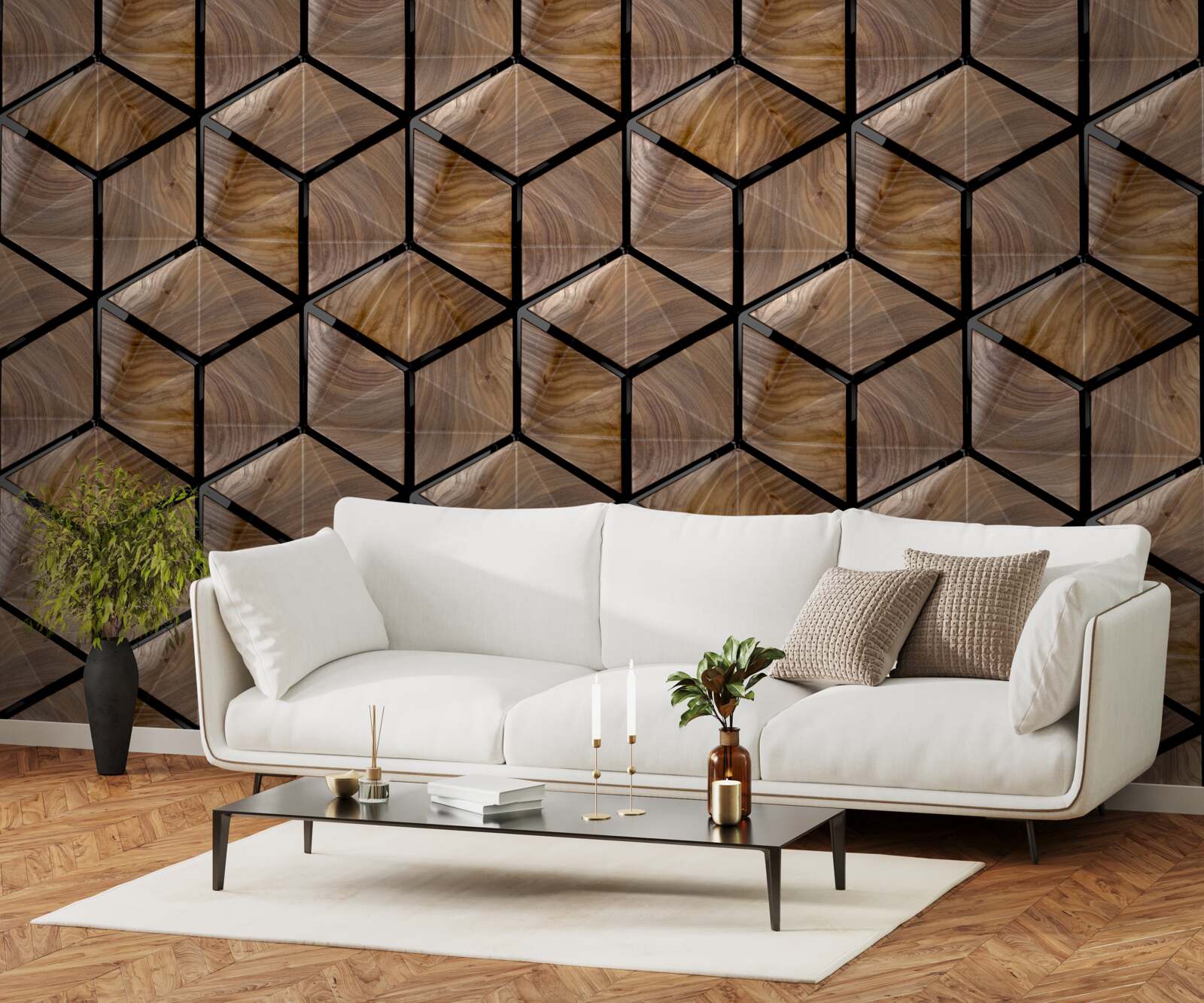 Фотошпалери візерунки геометричних фігур на паркеті