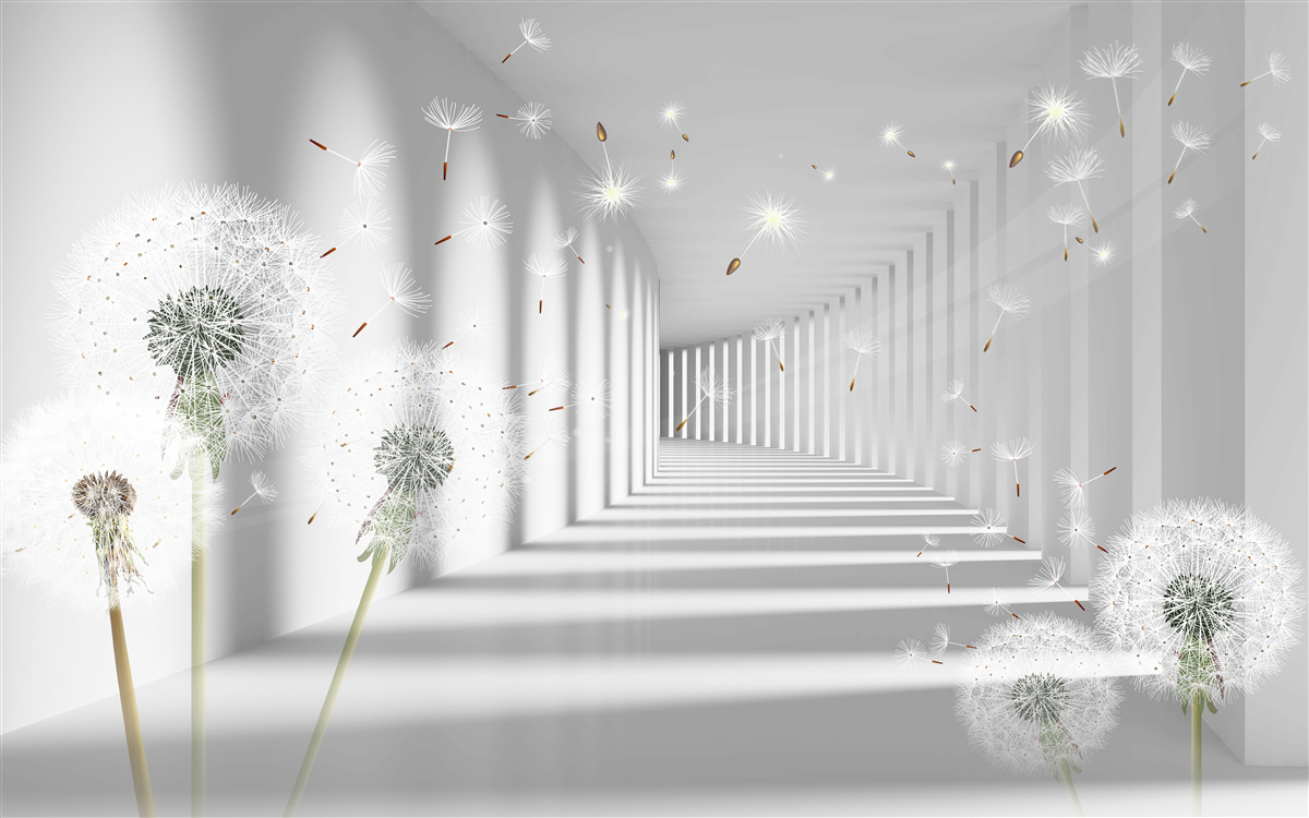 Фотошпалери в тунель заносять пелюстки кульбаби