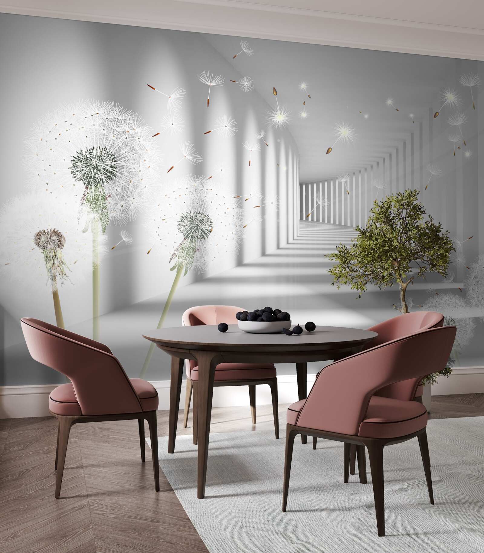 Фотошпалери в тунель заносять пелюстки кульбаби