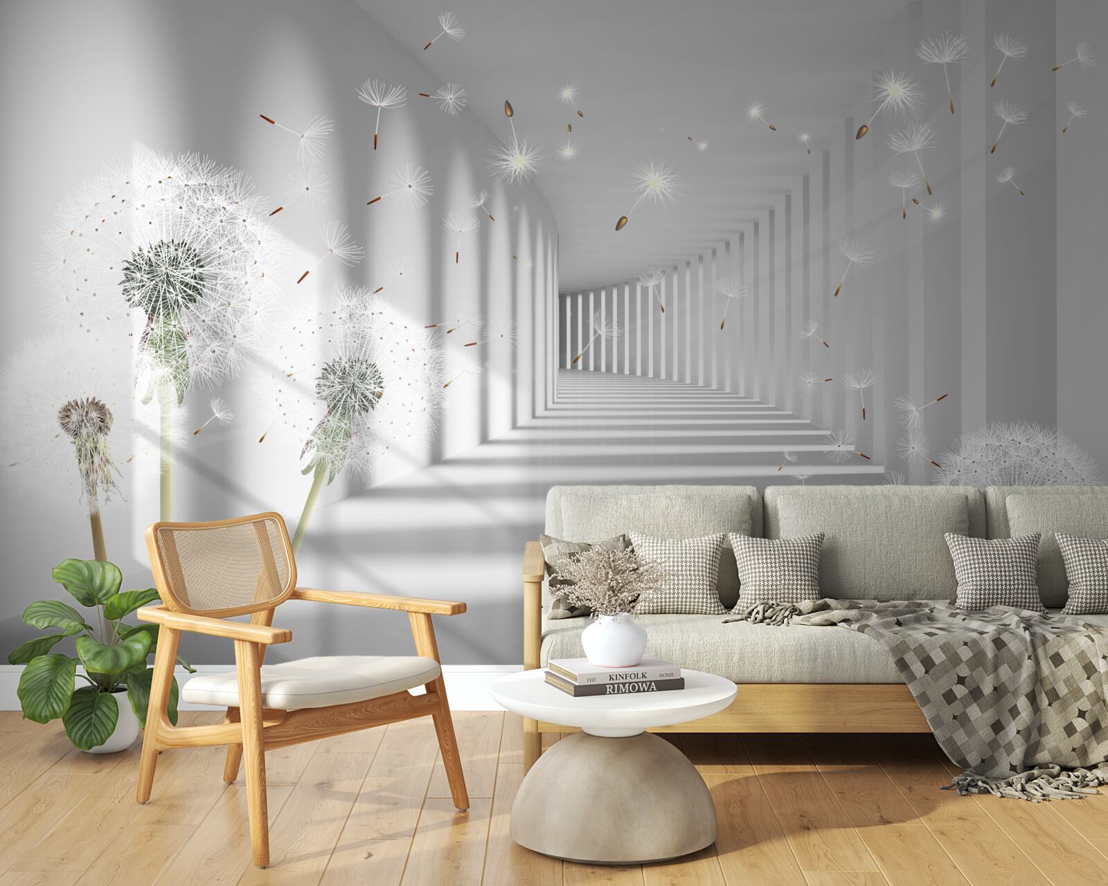 Фотошпалери в тунель заносять пелюстки кульбаби