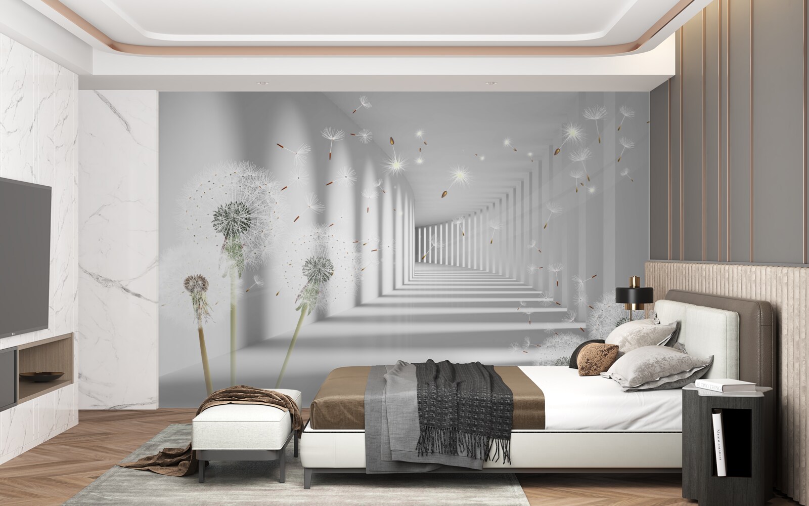 Фотошпалери в тунель заносять пелюстки кульбаби