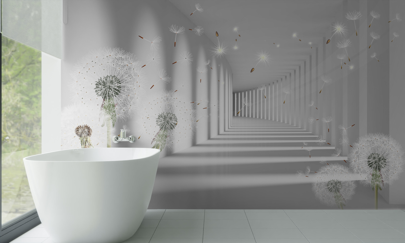 Фотошпалери в тунель заносять пелюстки кульбаби