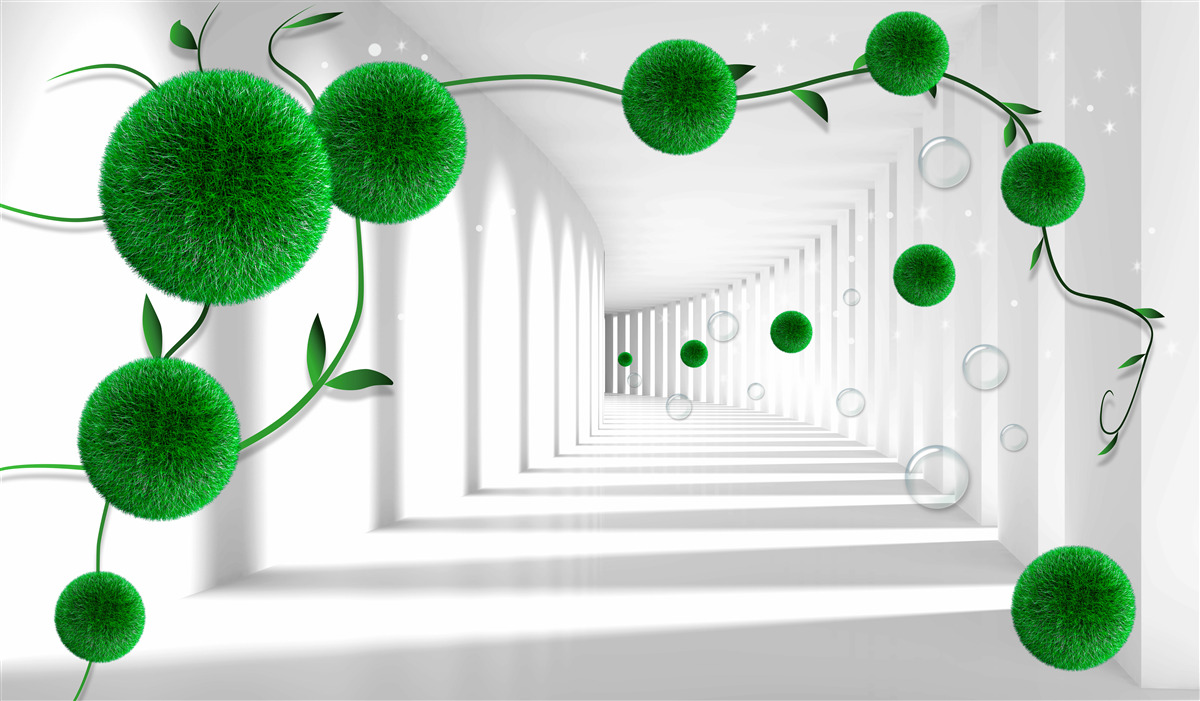 Фотошпалери в тунелі плавають зелені кульки