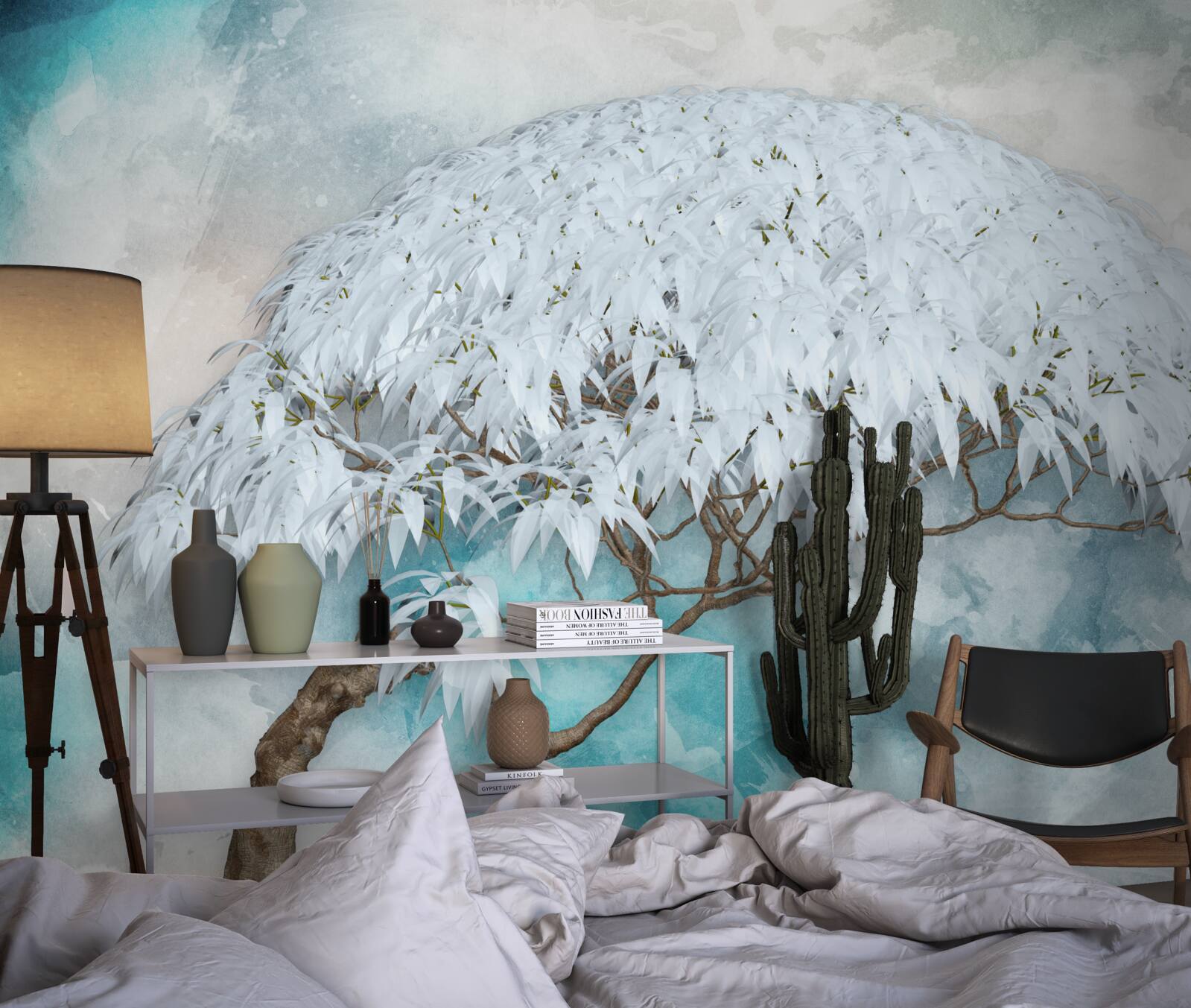 Фотошпалери під покровом ночі ховається білосніжна пишна папороть