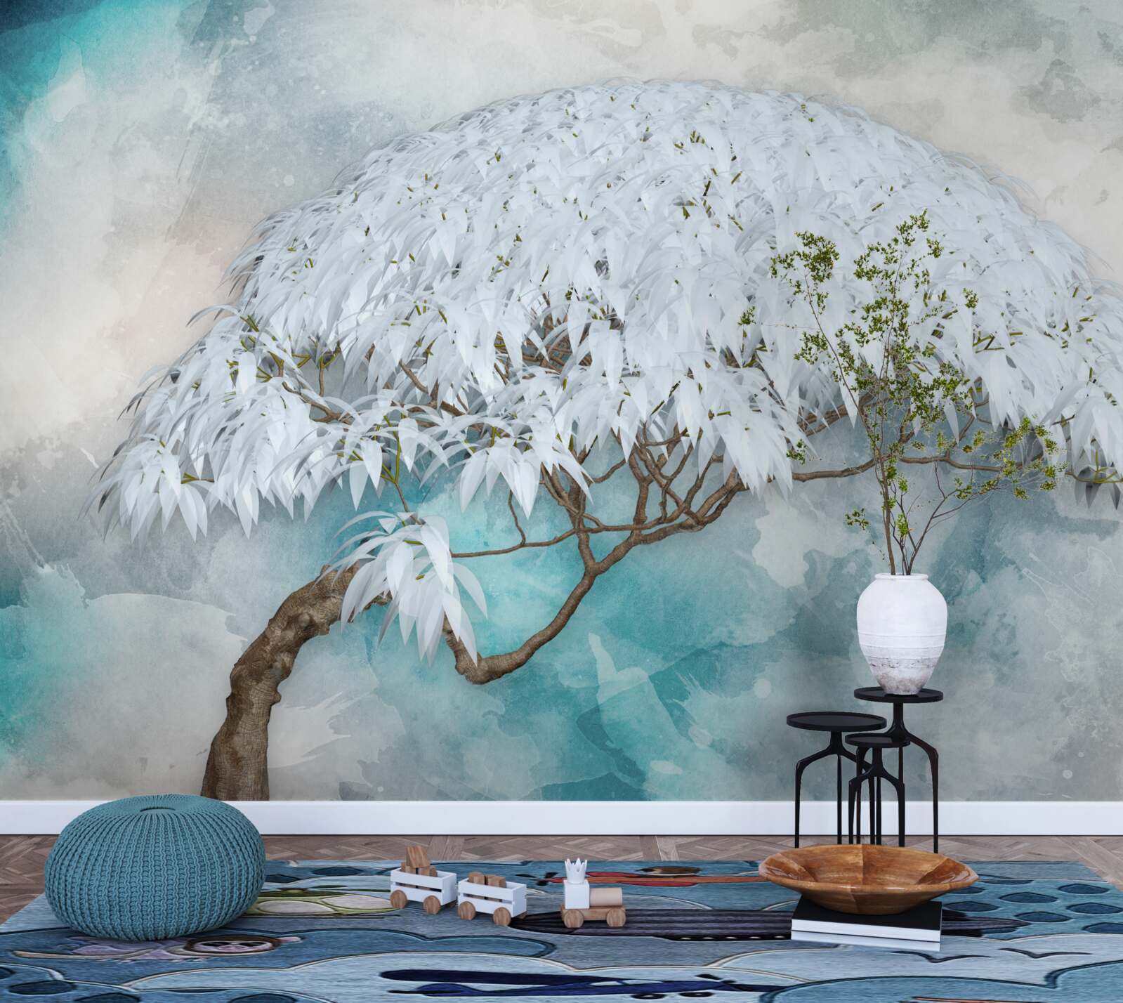 Фотошпалери під покровом ночі ховається білосніжна пишна папороть