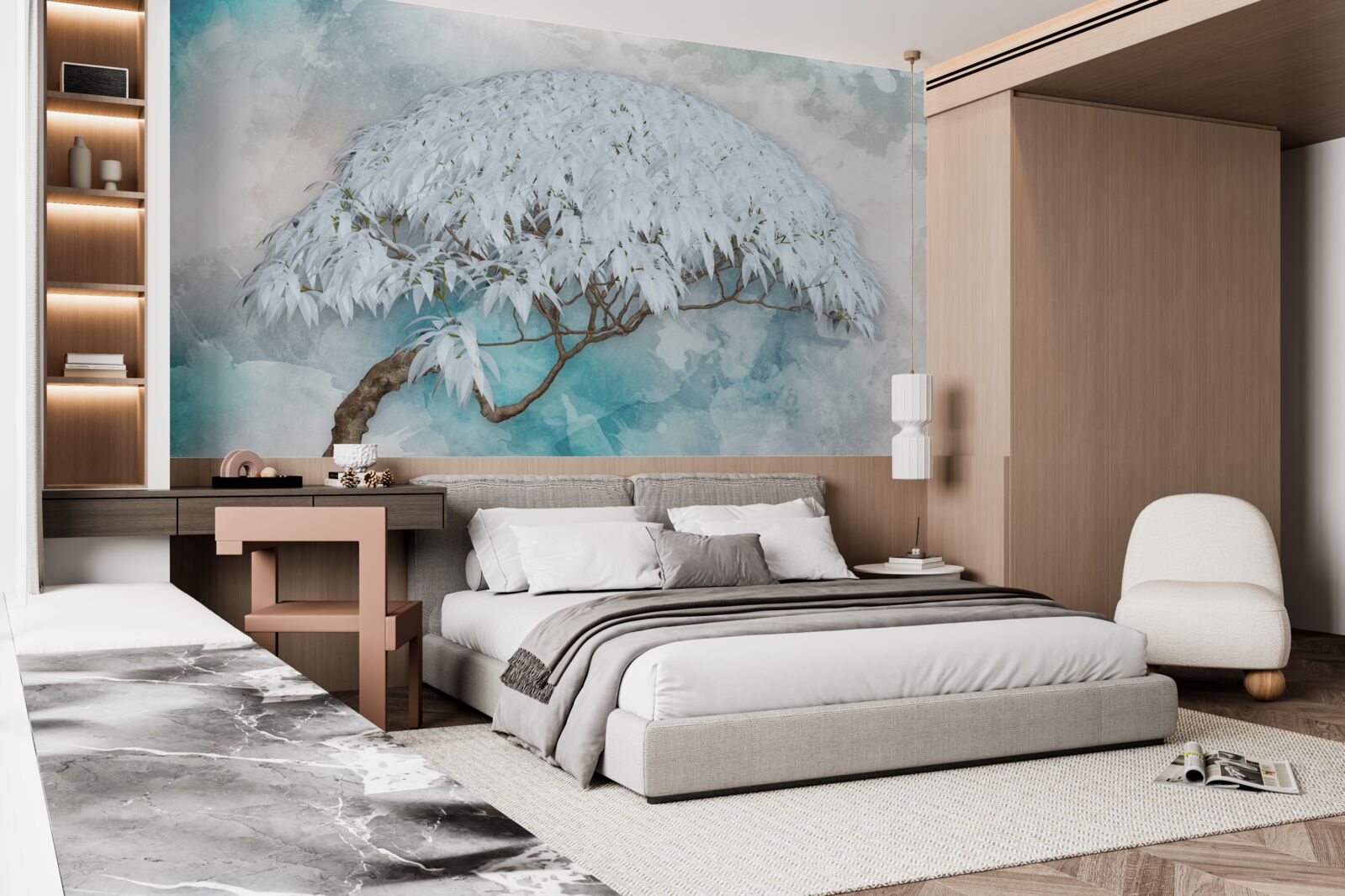 Фотошпалери під покровом ночі ховається білосніжна пишна папороть