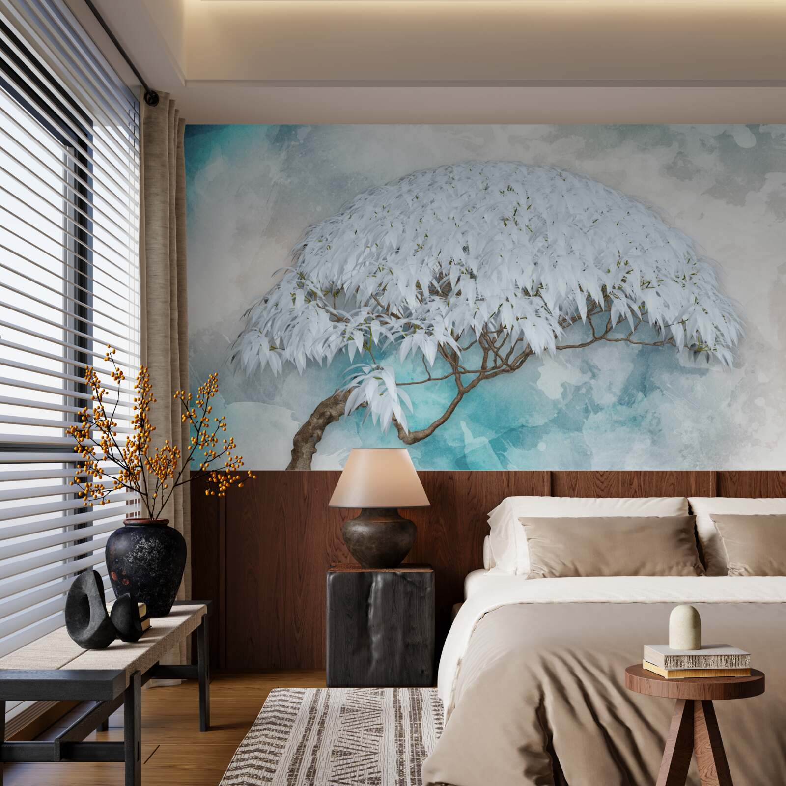 Фотошпалери під покровом ночі ховається білосніжна пишна папороть