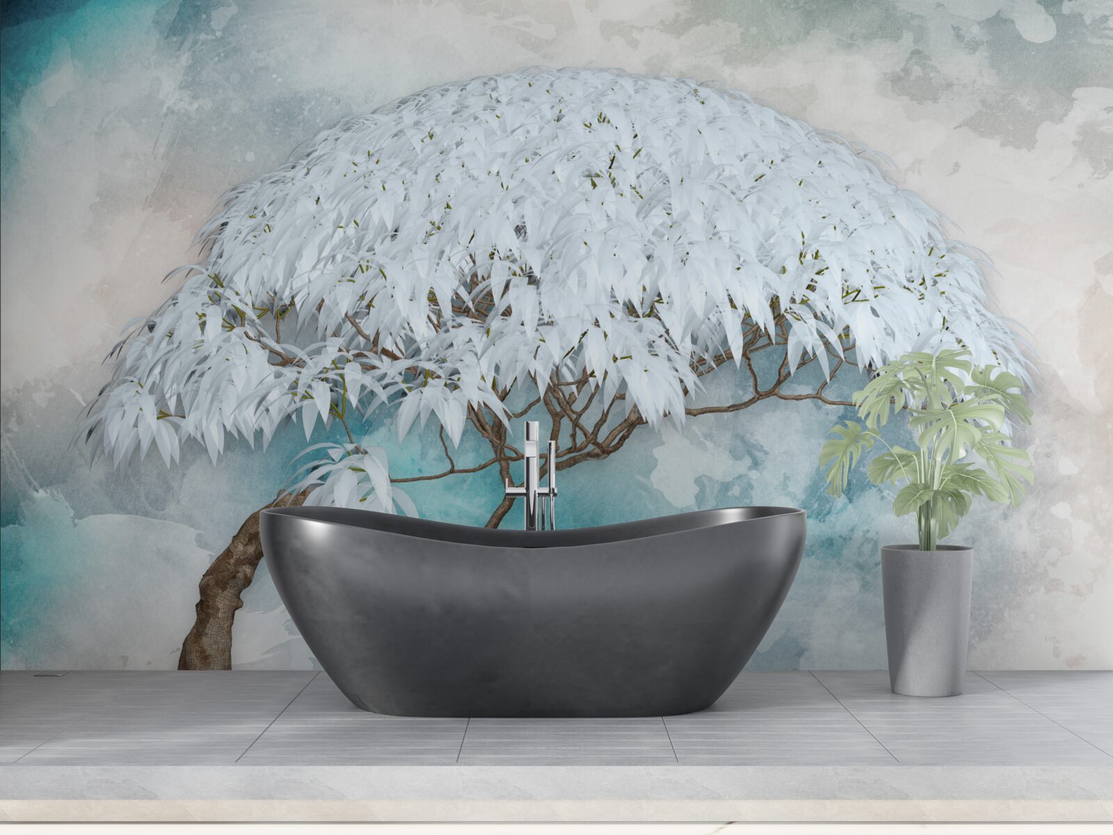 Фотошпалери під покровом ночі ховається білосніжна пишна папороть