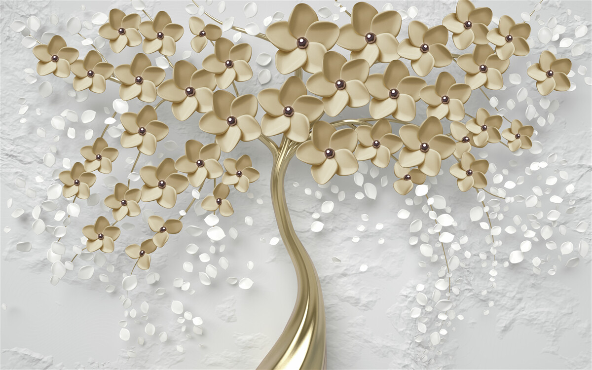 Фотошпалери дерево, всіяне золотими квітами