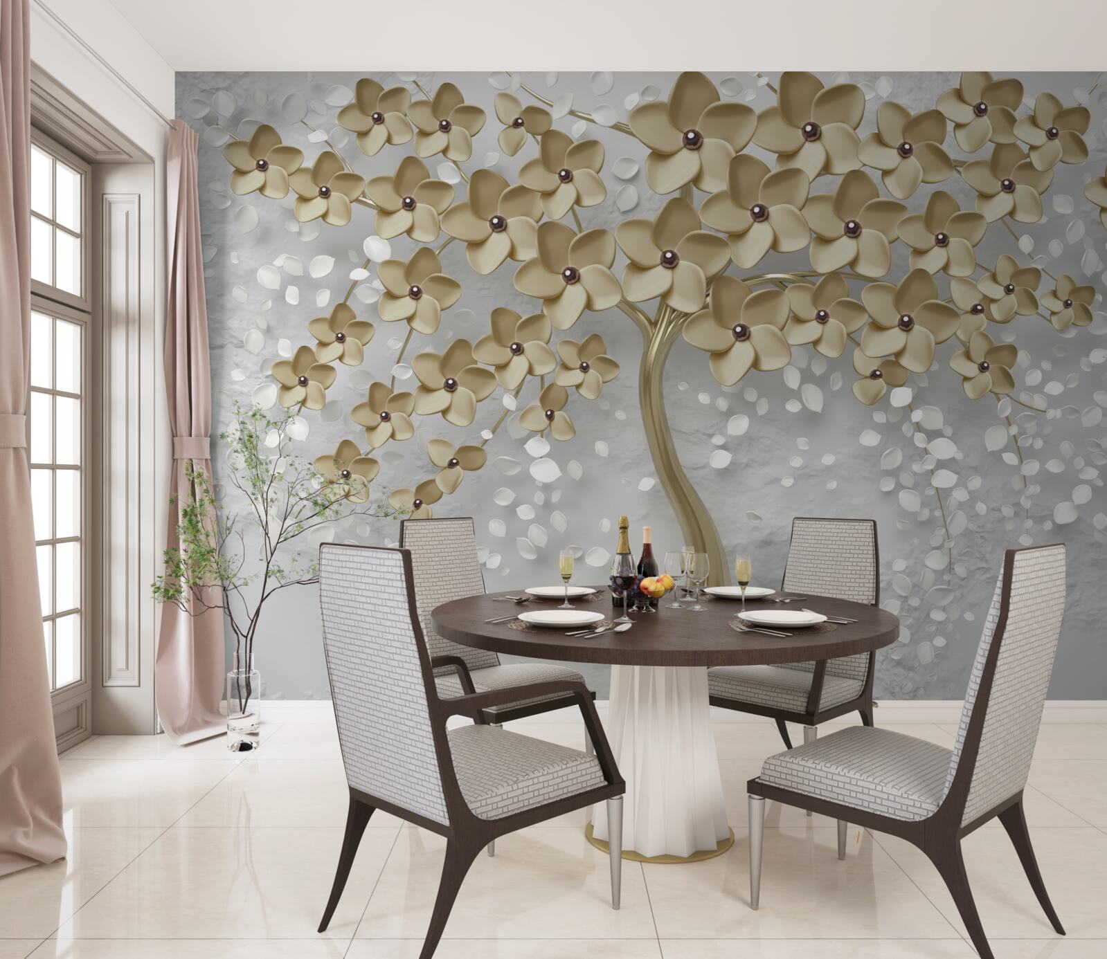 Фотошпалери дерево, всіяне золотими квітами