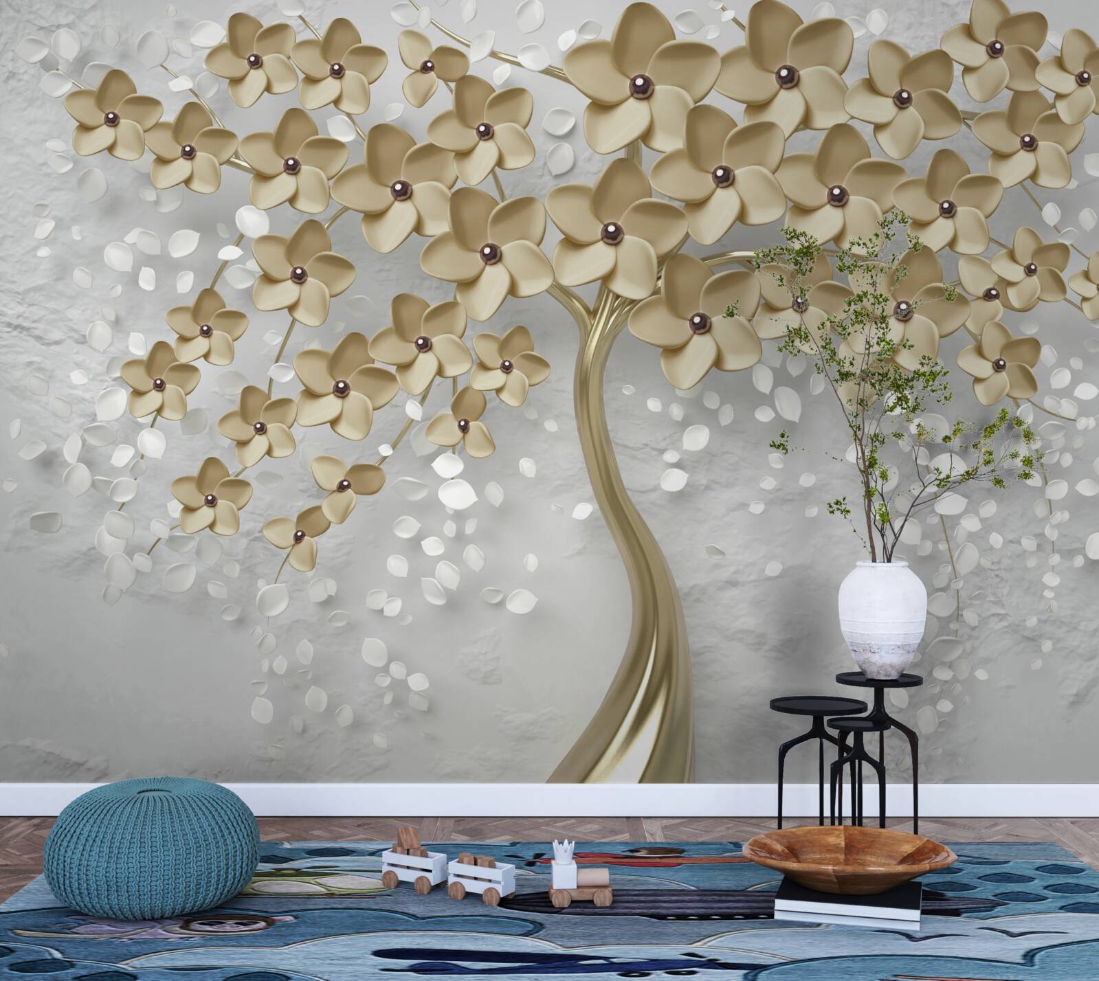 Фотошпалери дерево, всіяне золотими квітами