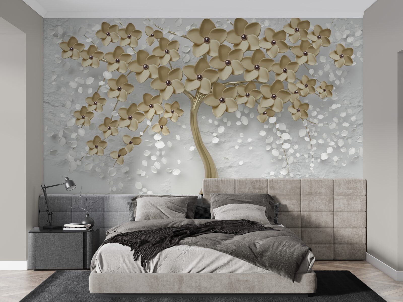 Фотошпалери дерево, всіяне золотими квітами