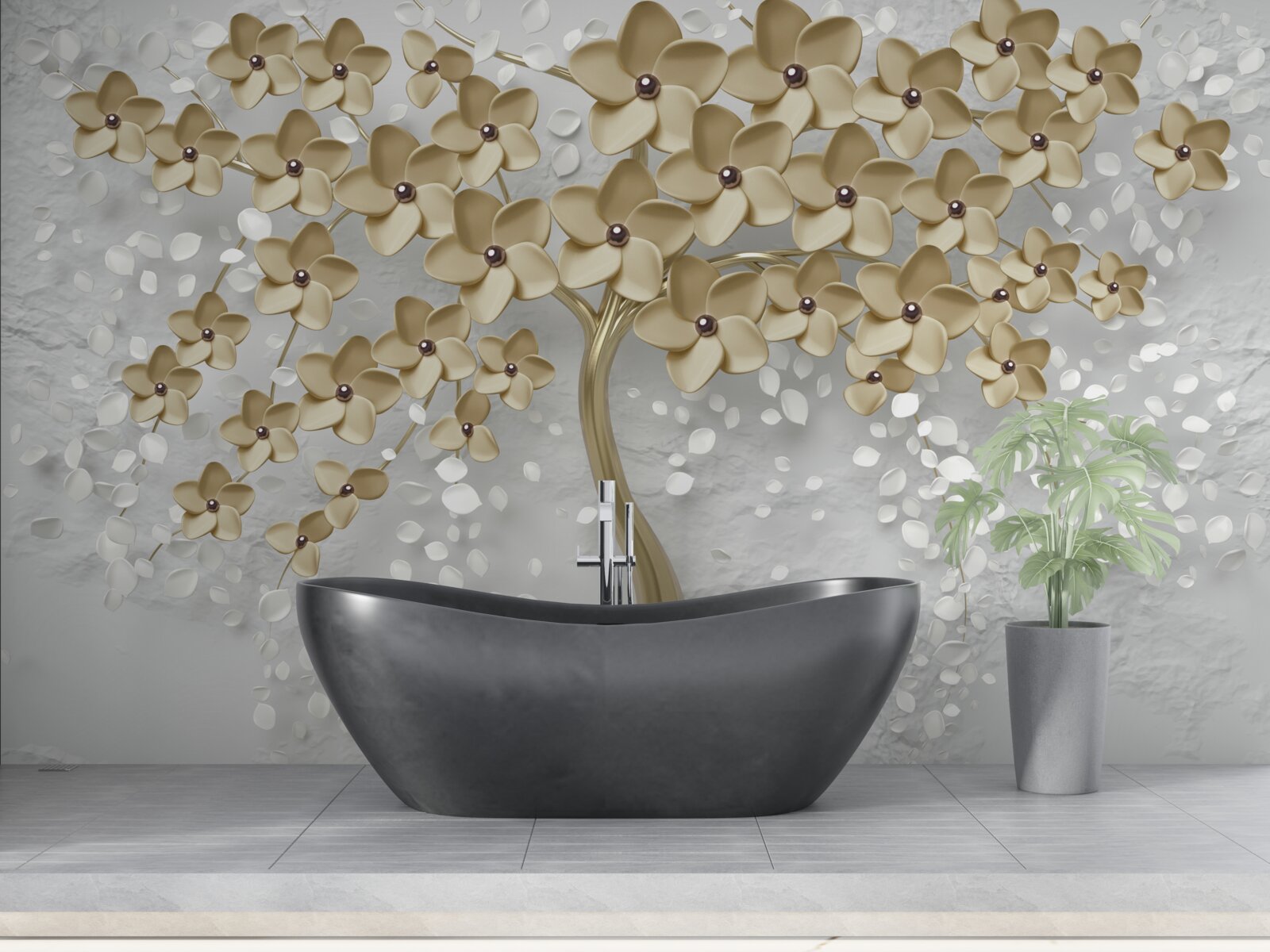 Фотошпалери дерево, всіяне золотими квітами