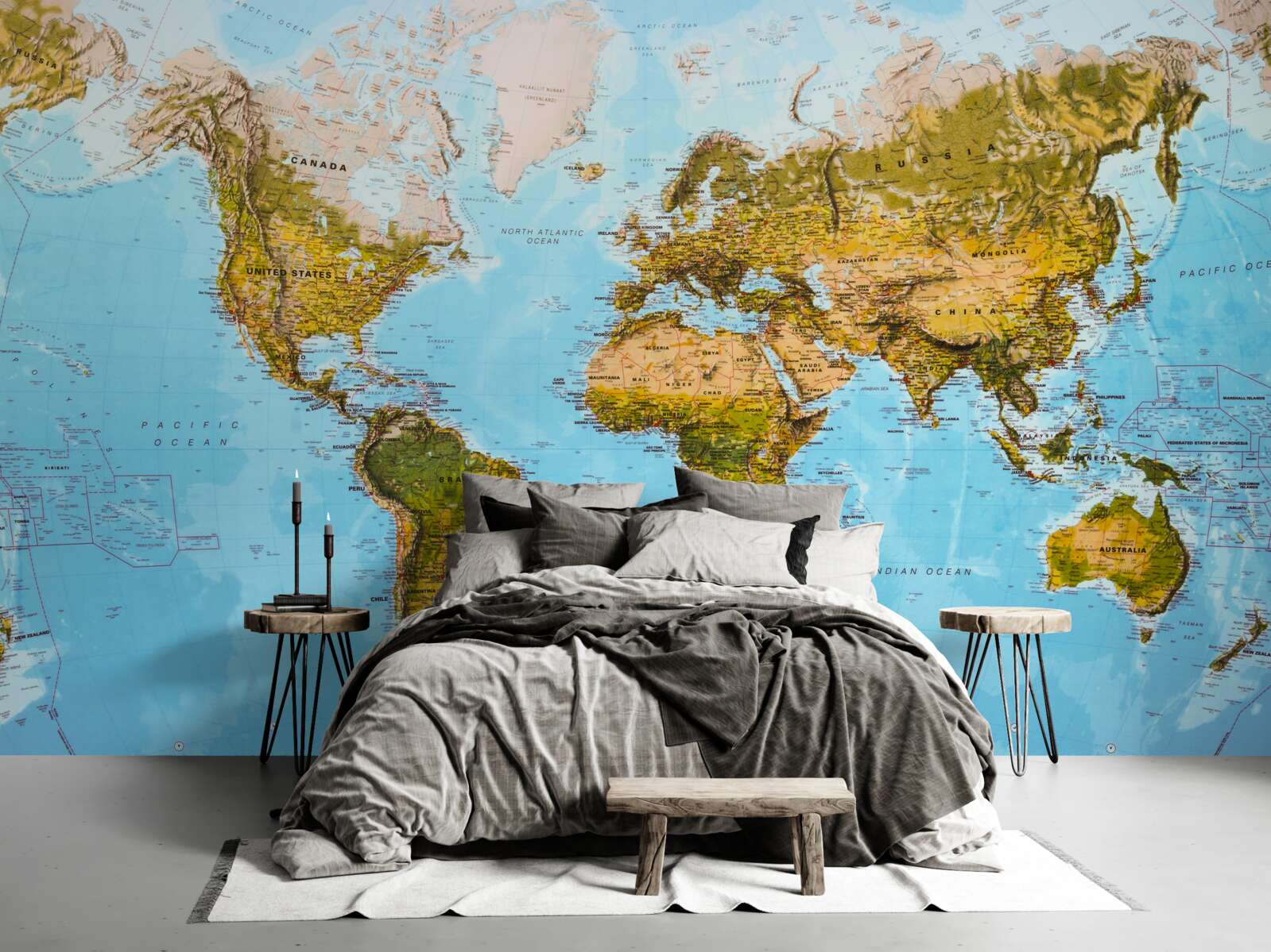 Фотошпалери карта світу з областями рельєфу