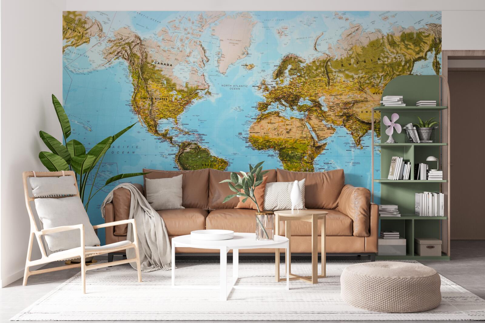 Фотошпалери карта світу з областями рельєфу