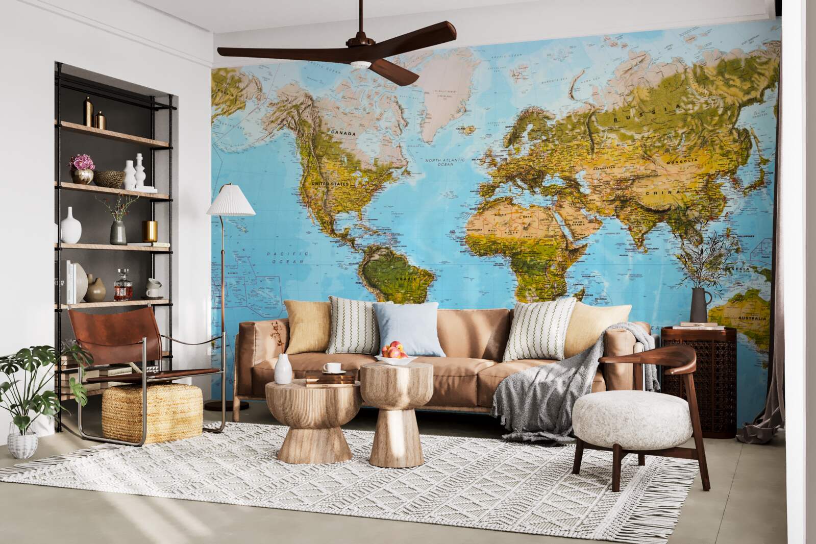 Фотошпалери карта світу з областями рельєфу