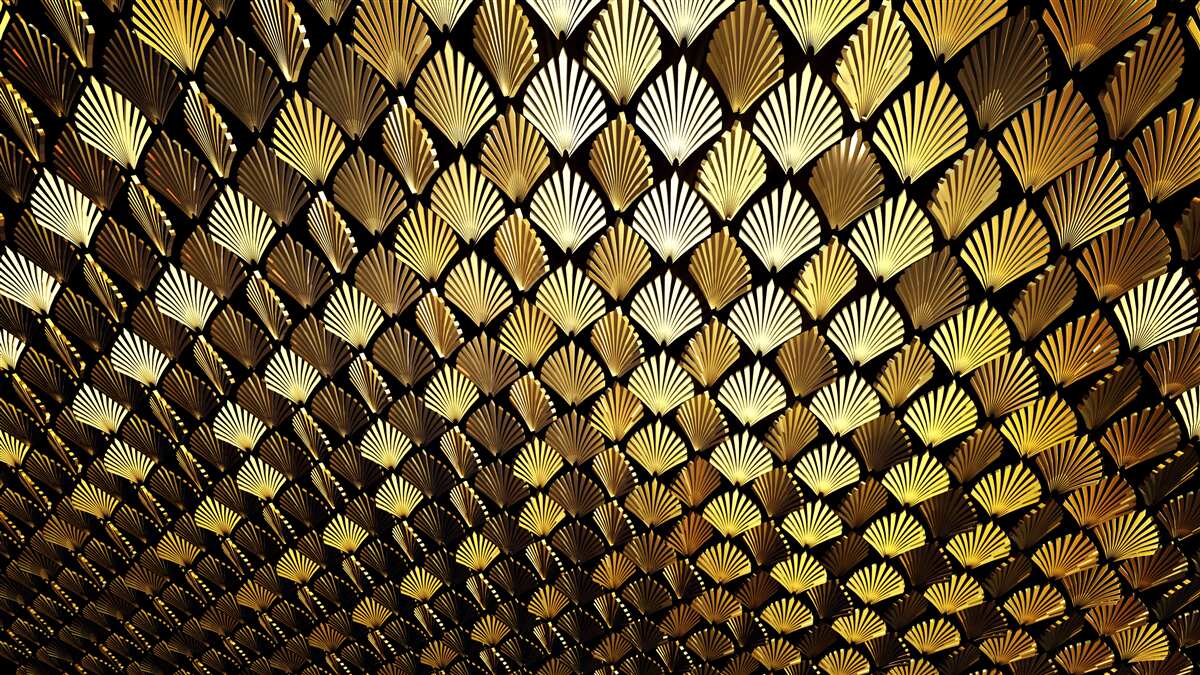 Фотошпалери абстракція із золота у формі папороті