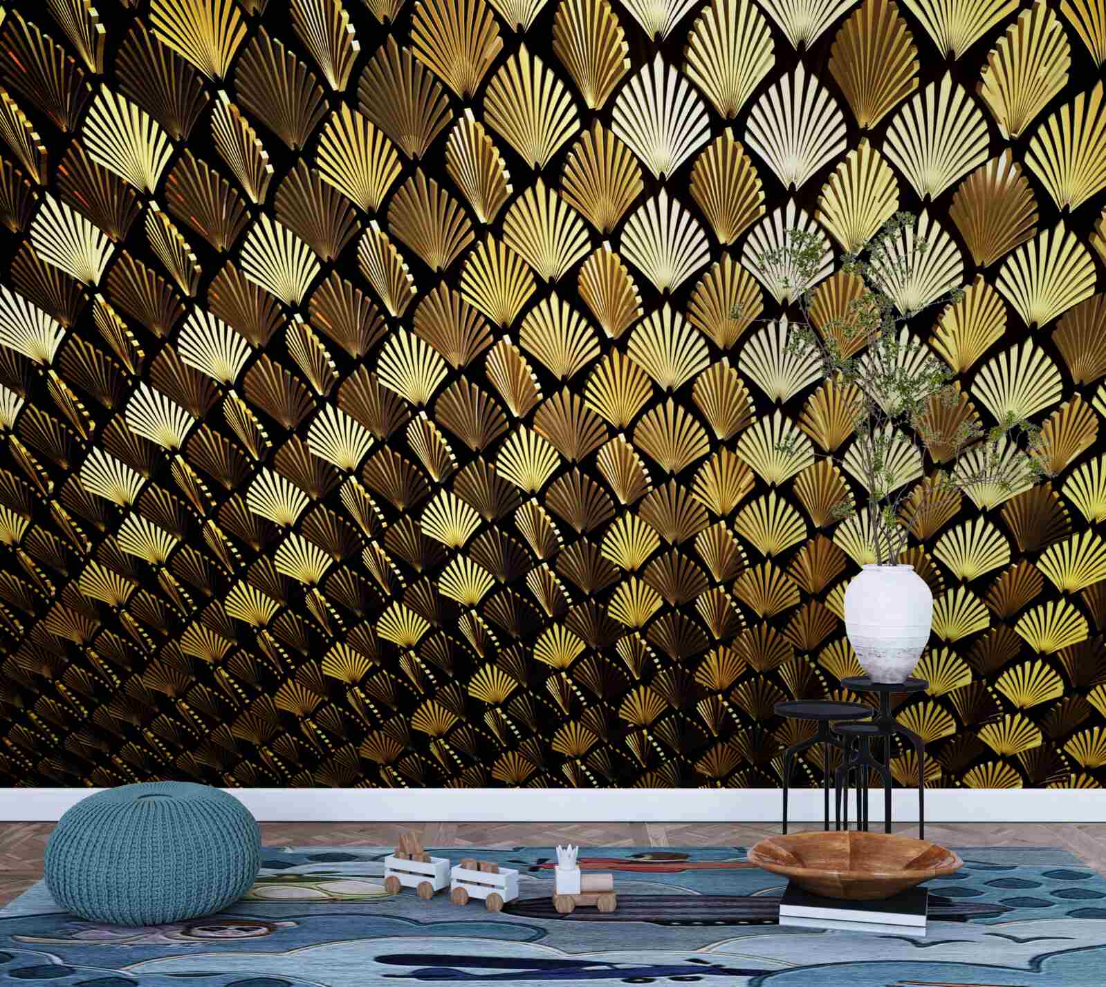 Фотошпалери абстракція із золота у формі папороті