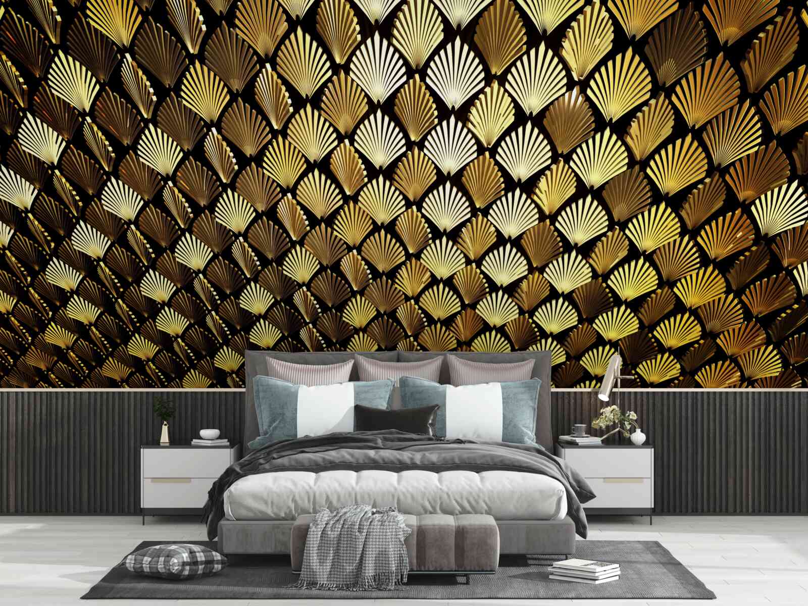 Фотошпалери абстракція із золота у формі папороті