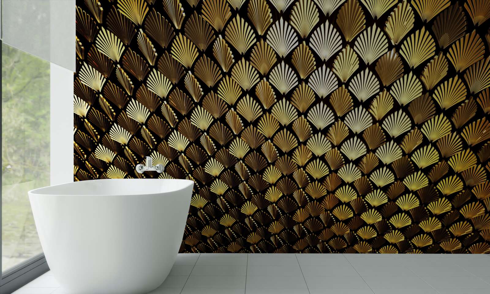 Фотошпалери абстракція із золота у формі папороті