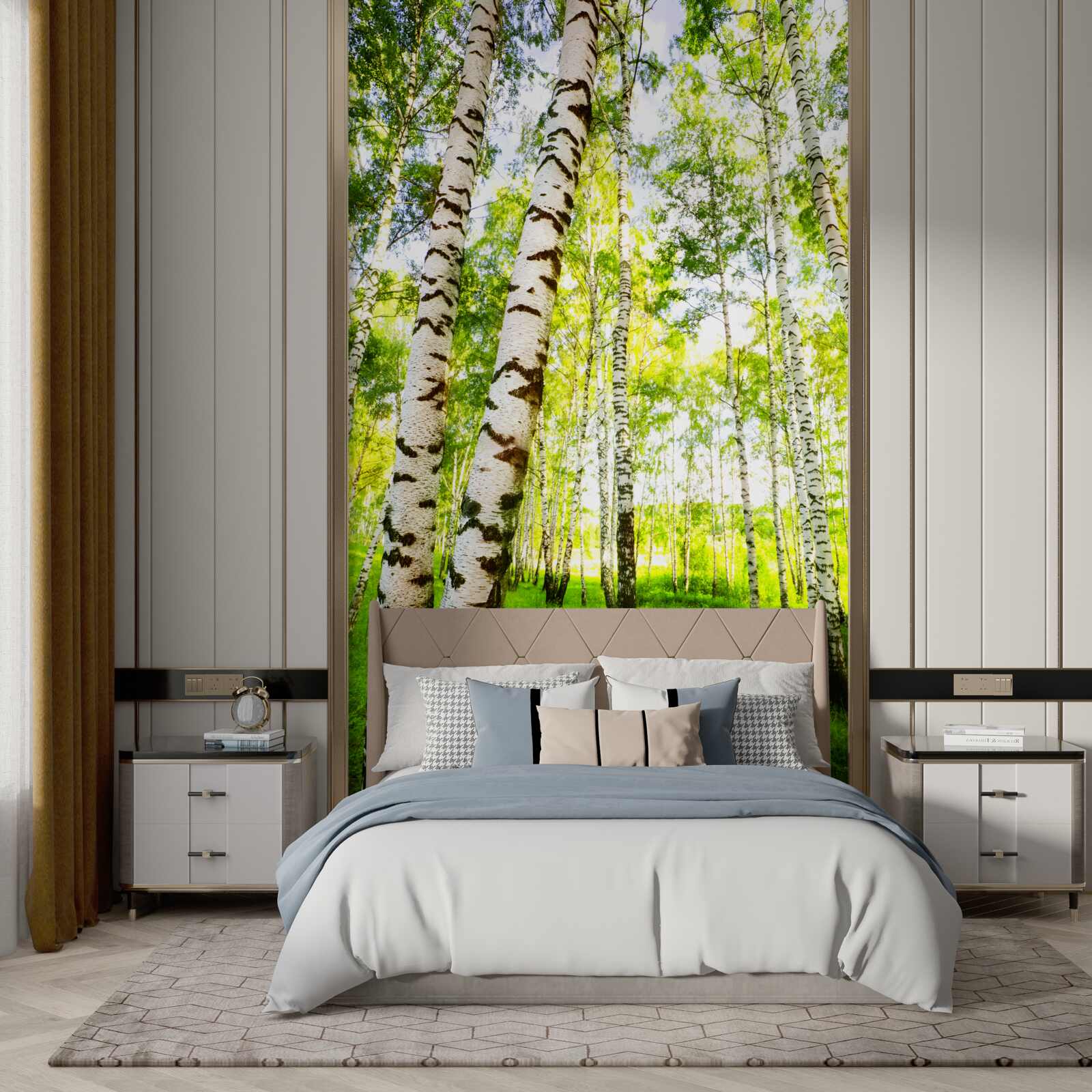 Фотошпалери літній гай зі струнких беріз