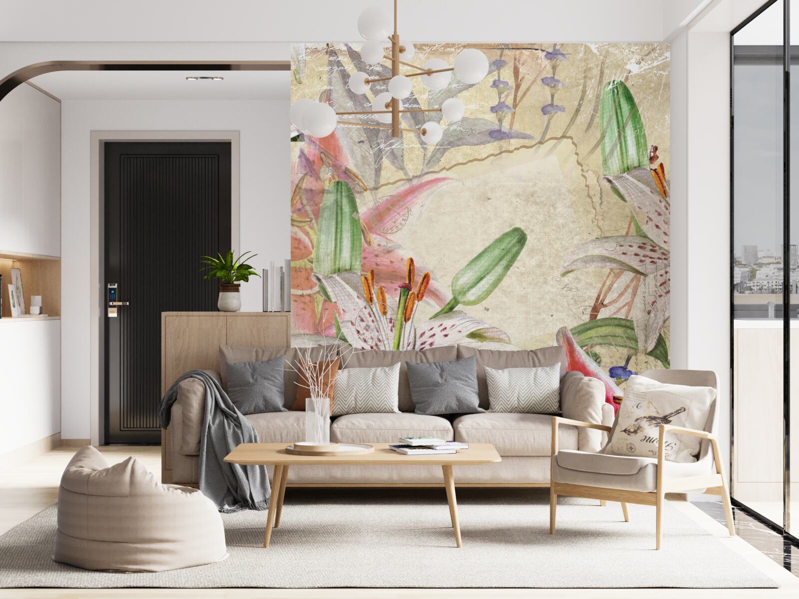 Фотошпалери білосніжні лілії у цвітінні