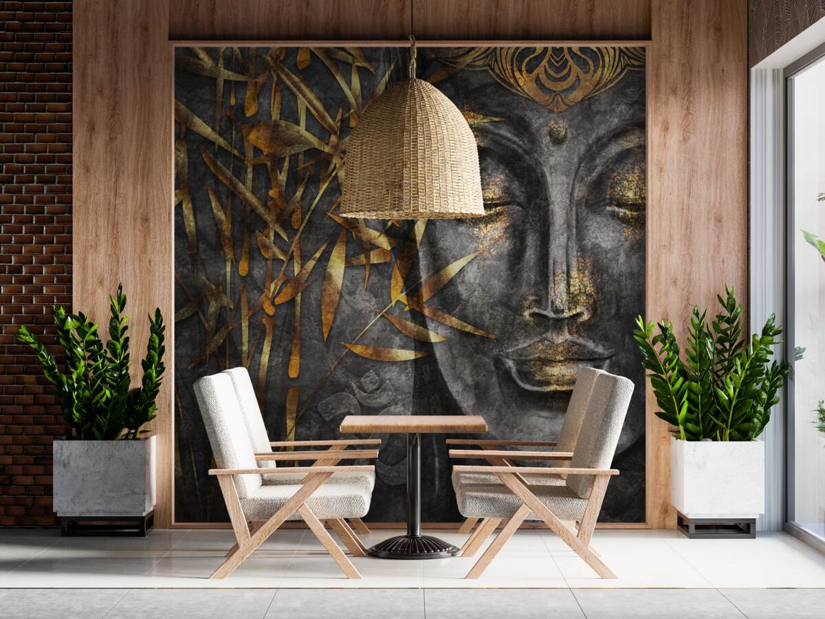 Фотошпалери дівчина в золоті