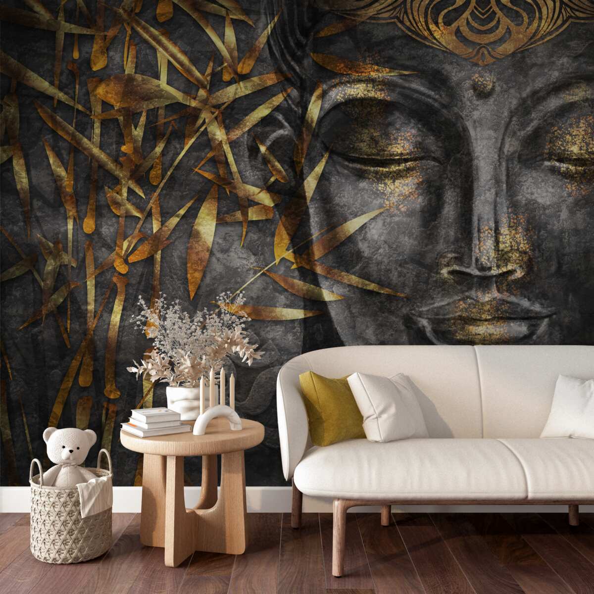 Фотошпалери дівчина в золоті