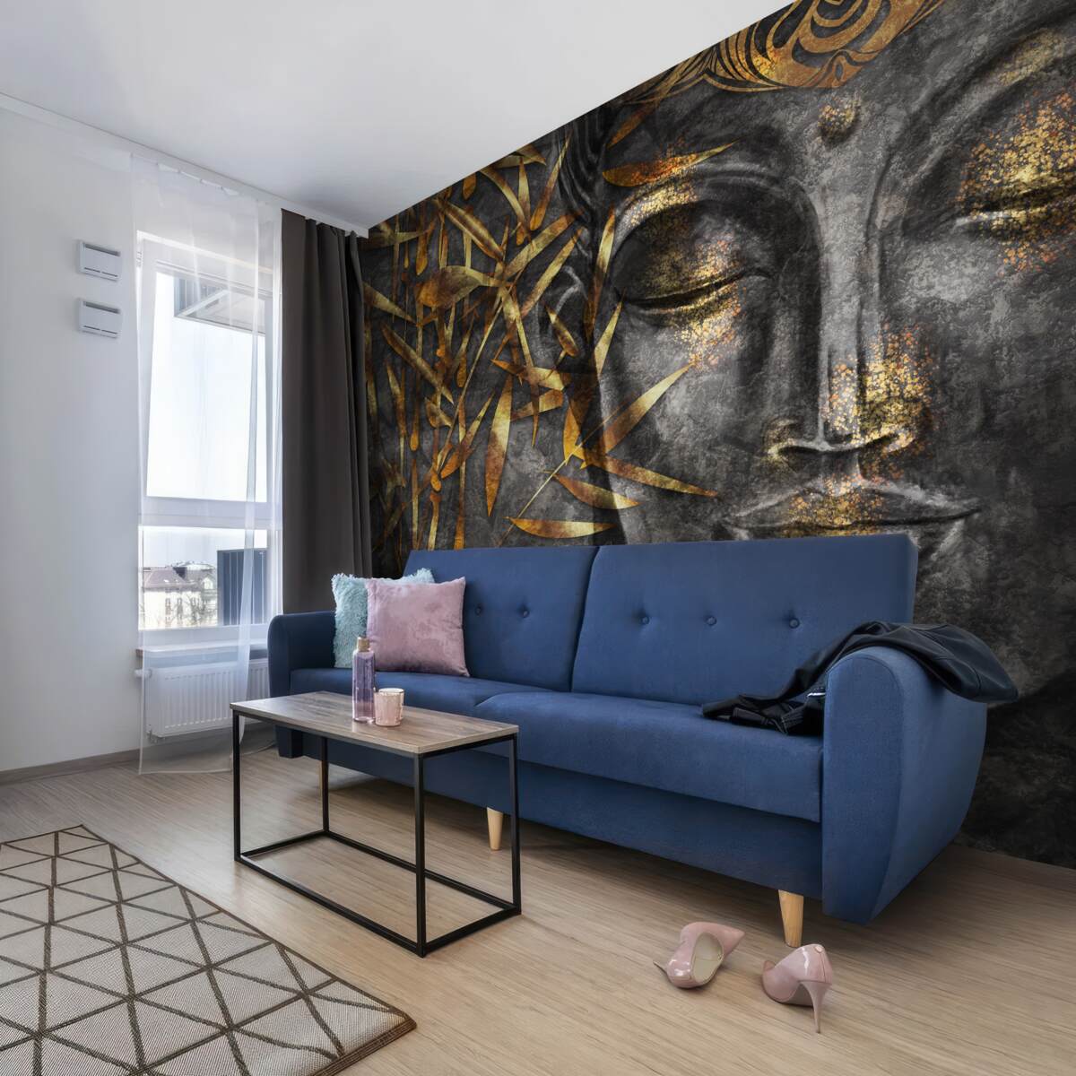 Фотошпалери дівчина в золоті