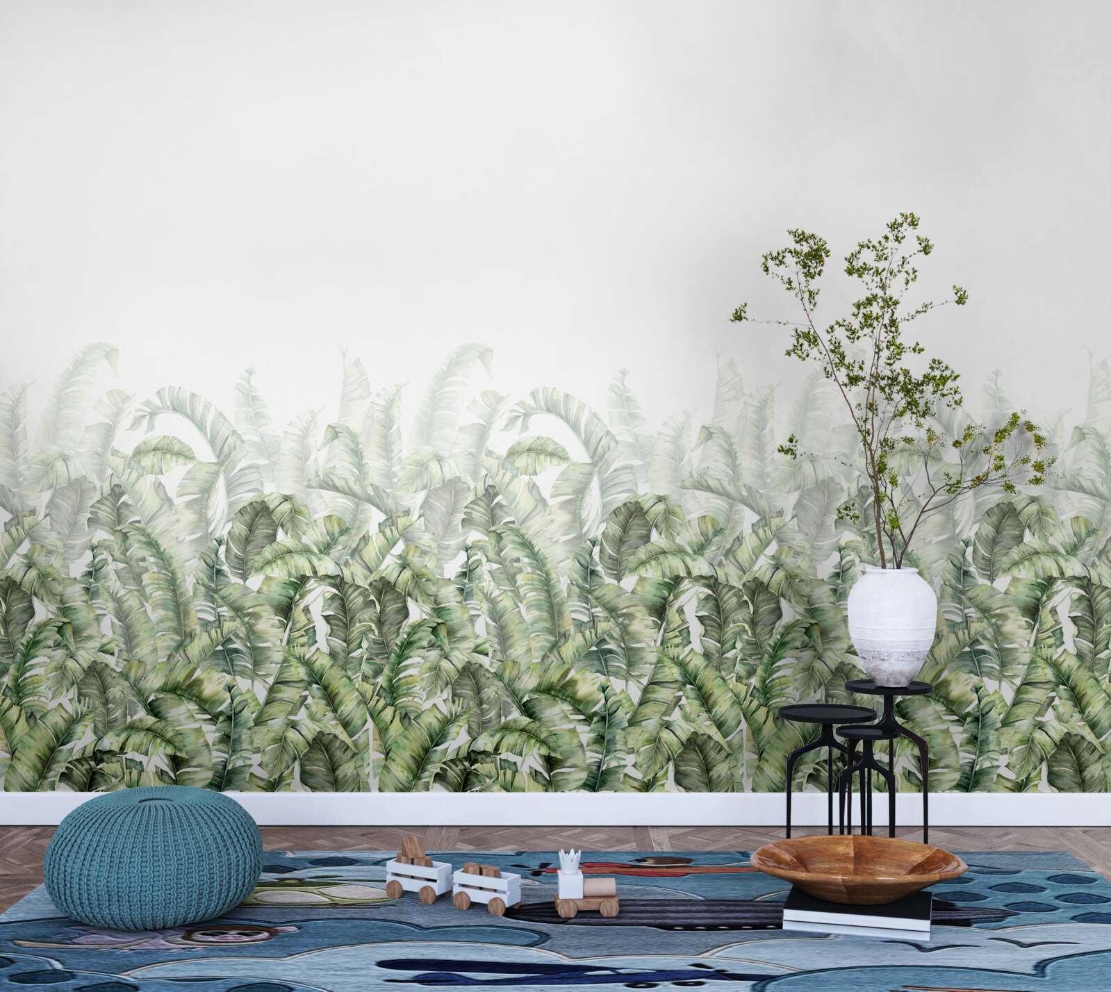 Фотошпалери густа біла папороть і туман