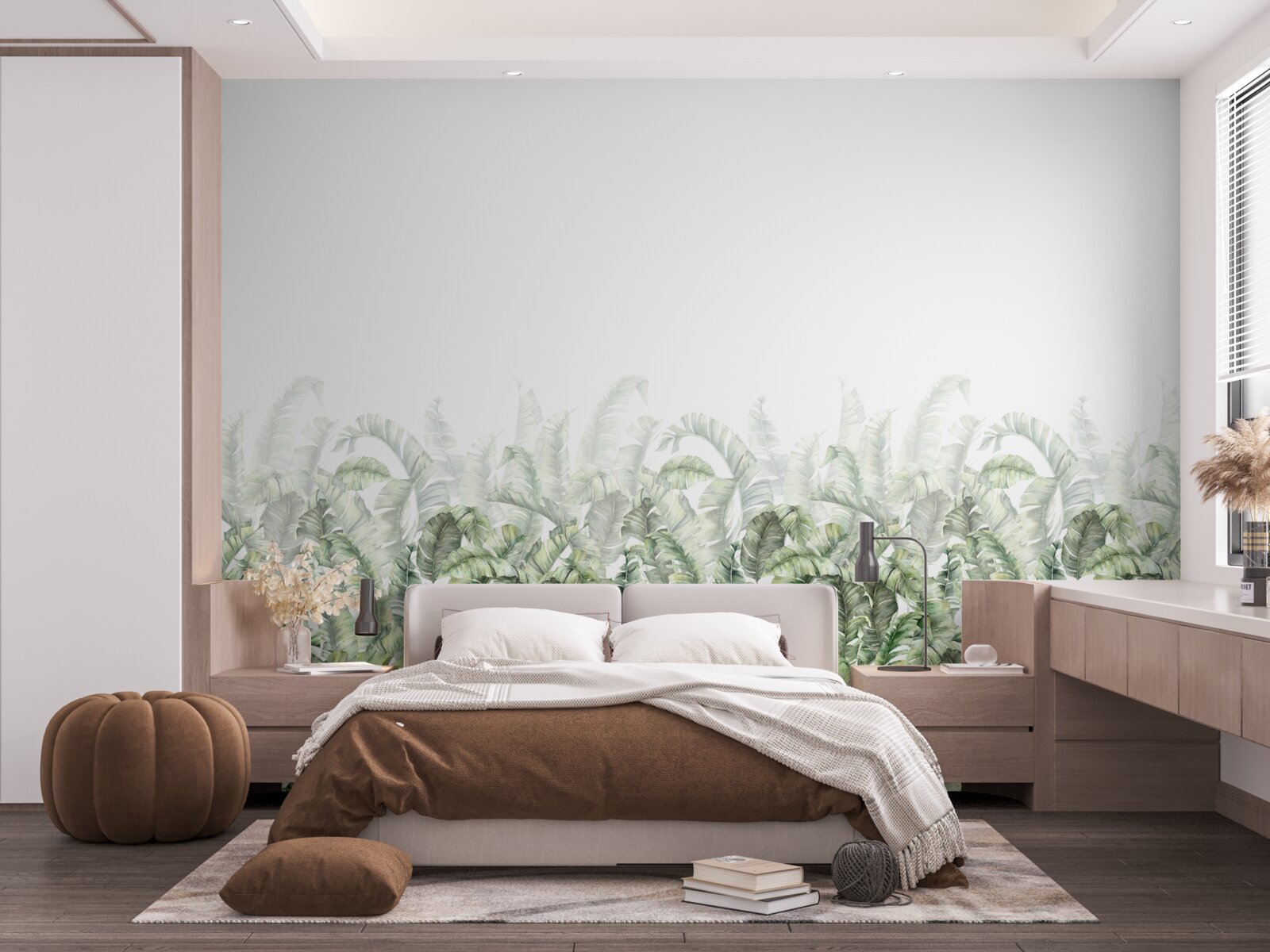 Фотошпалери густа біла папороть і туман