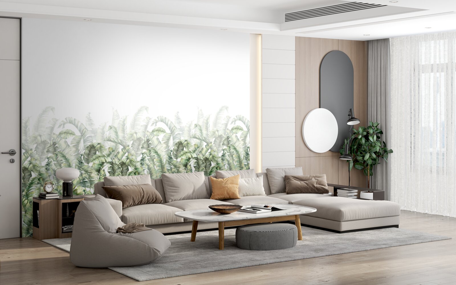 Фотошпалери густа біла папороть і туман