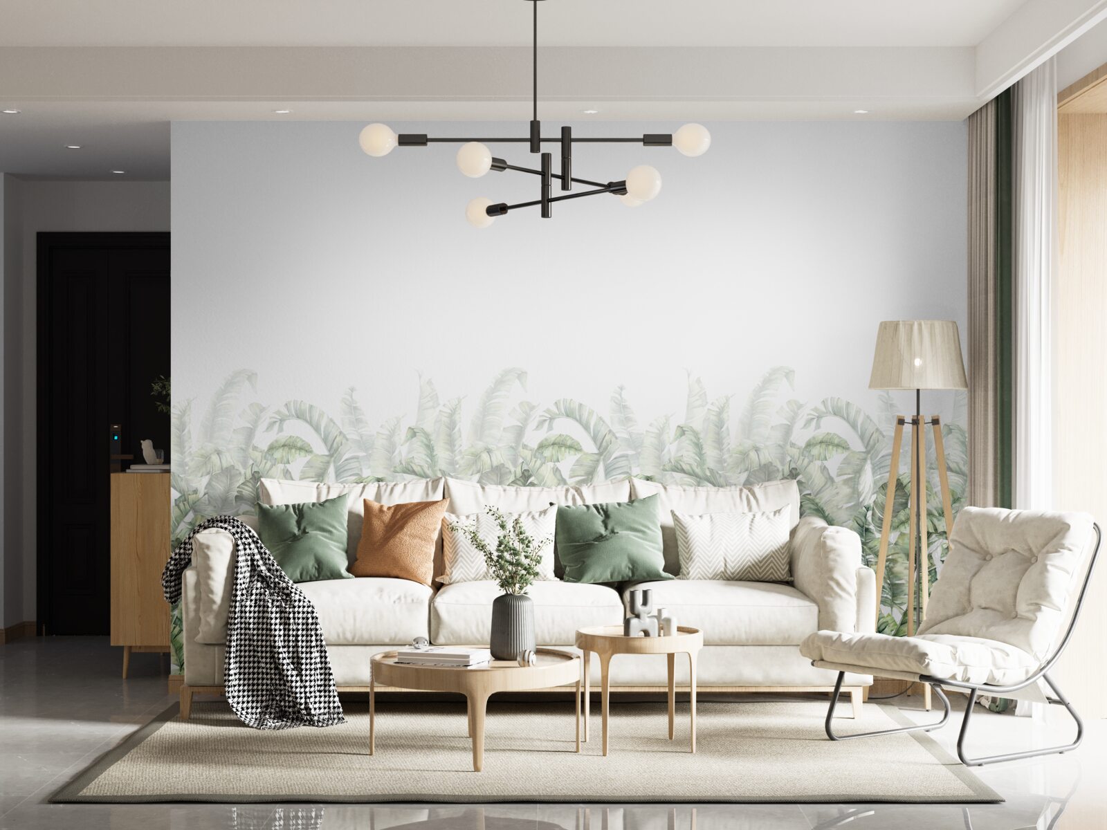 Фотошпалери густа біла папороть і туман