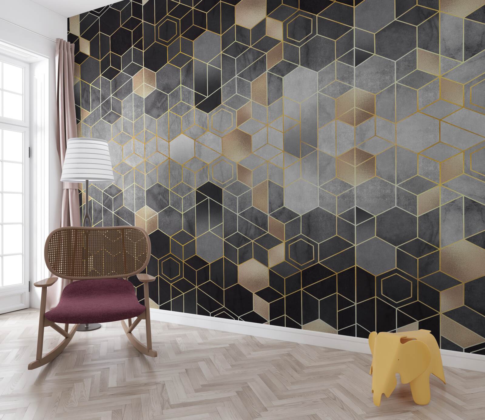 Фотошпалери абстрактне зображення зимового лісу в тумані