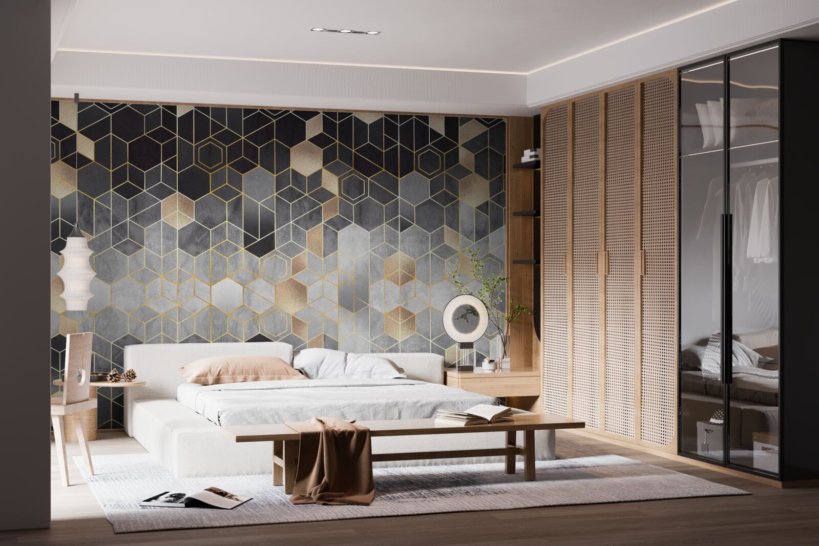 Фотошпалери абстрактне зображення зимового лісу в тумані