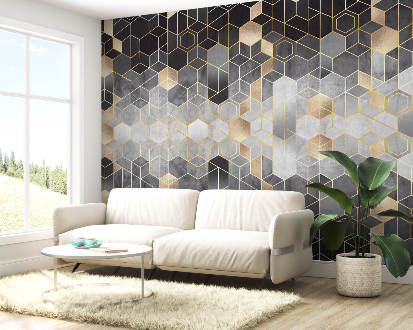 Фотошпалери абстрактне зображення зимового лісу в тумані