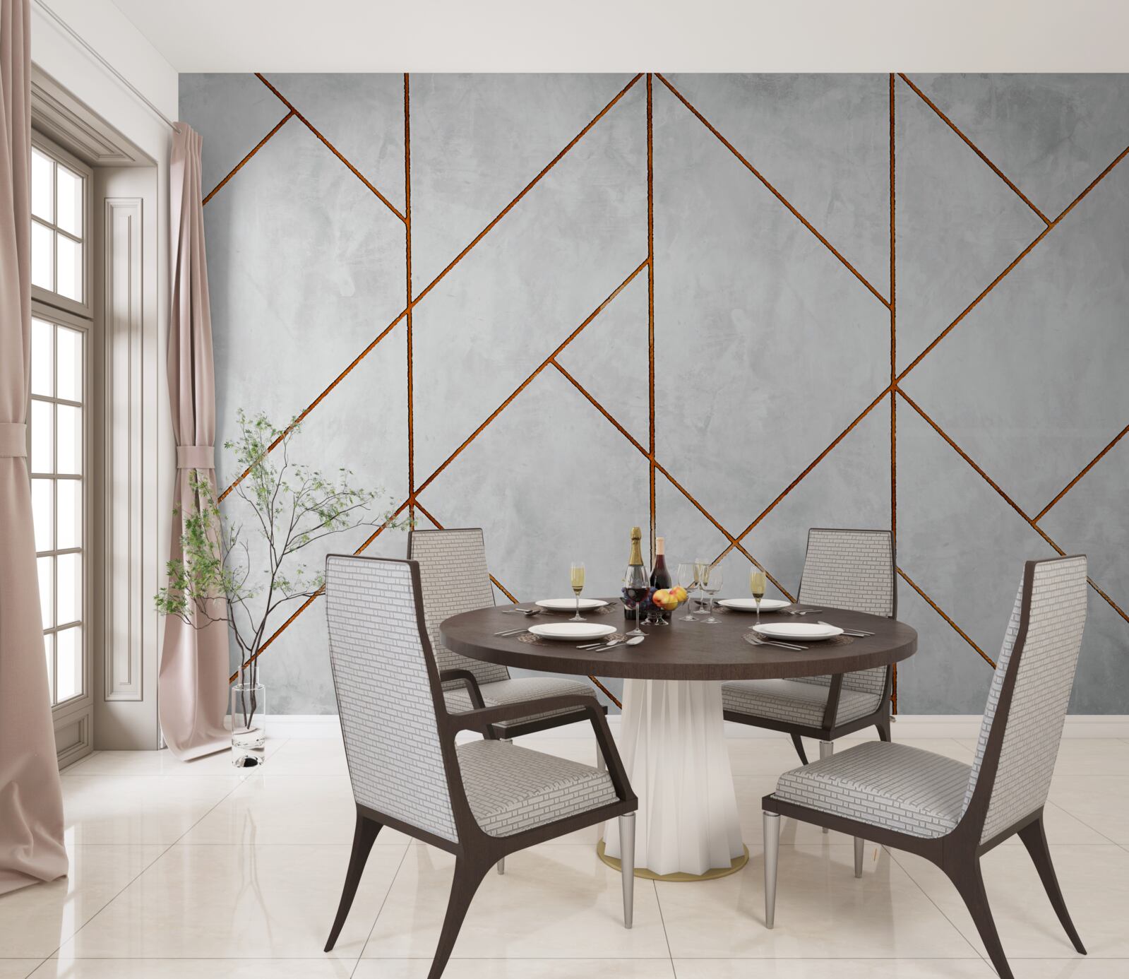 Фотошпалери сірий мармур із золотистими прожилками