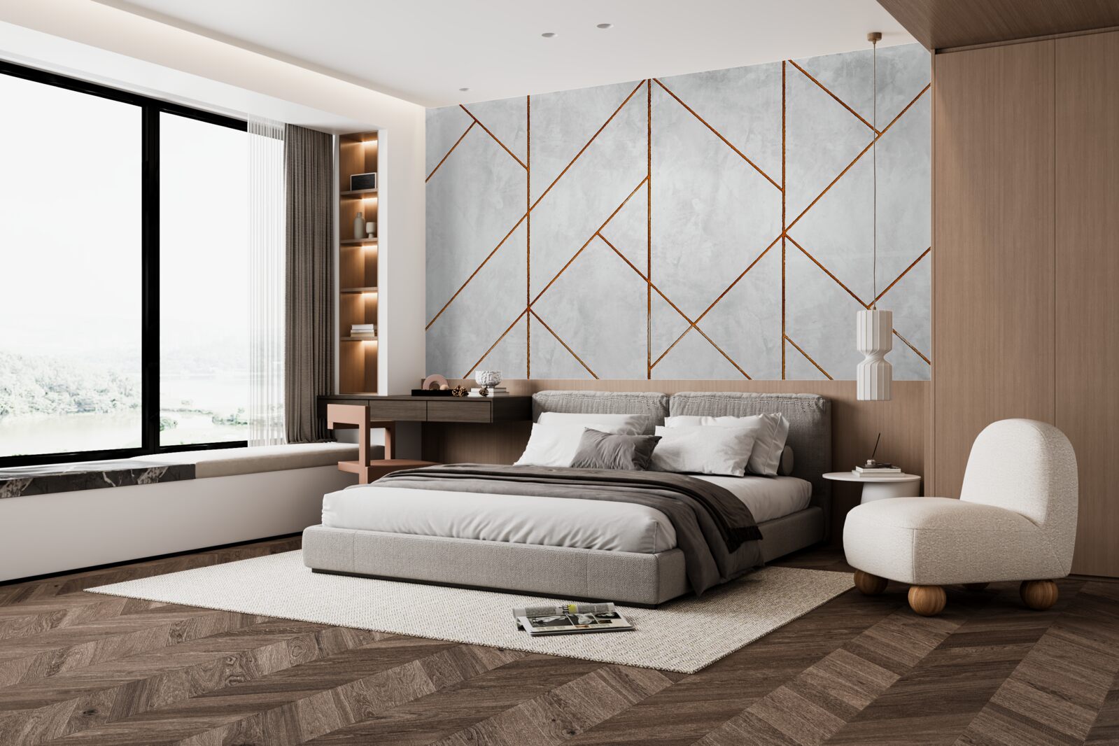 Фотошпалери сірий мармур із золотистими прожилками