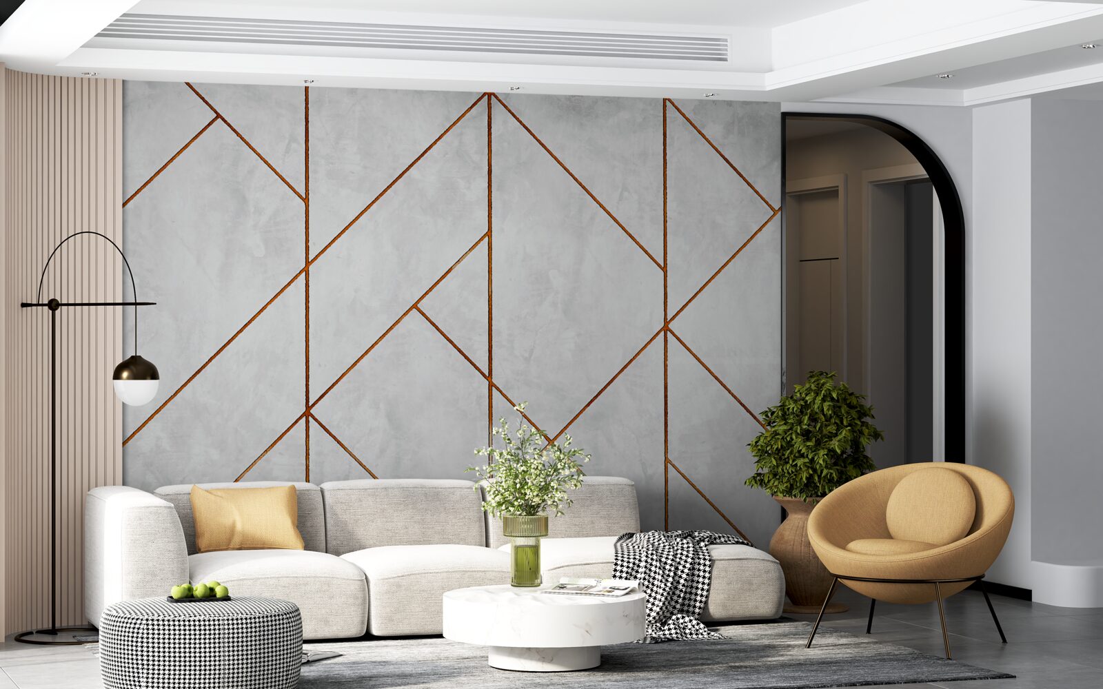 Фотошпалери сірий мармур із золотистими прожилками