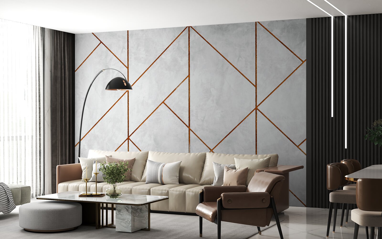 Фотошпалери сірий мармур із золотистими прожилками