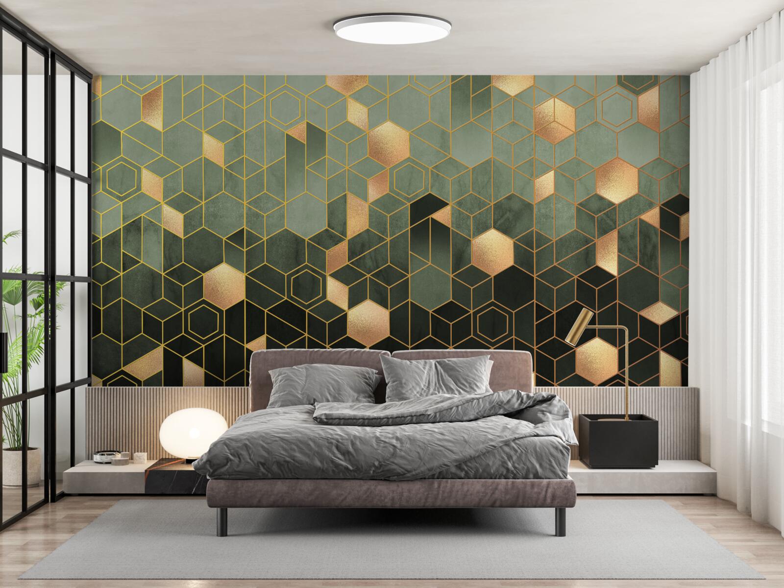 Фотошпалери ліс оповитий нічним туманом, що створює абстрактні образи