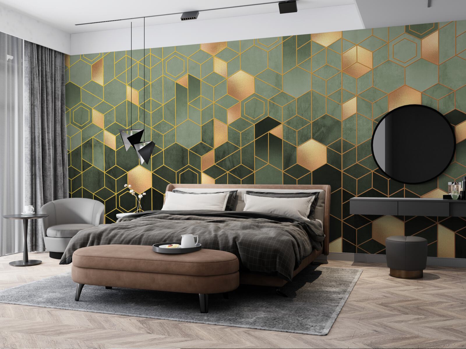 Фотошпалери ліс оповитий нічним туманом, що створює абстрактні образи