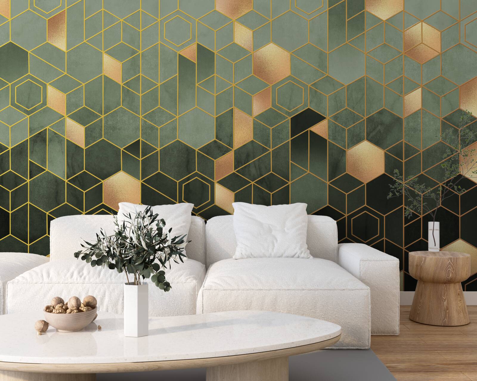 Фотошпалери ліс оповитий нічним туманом, що створює абстрактні образи