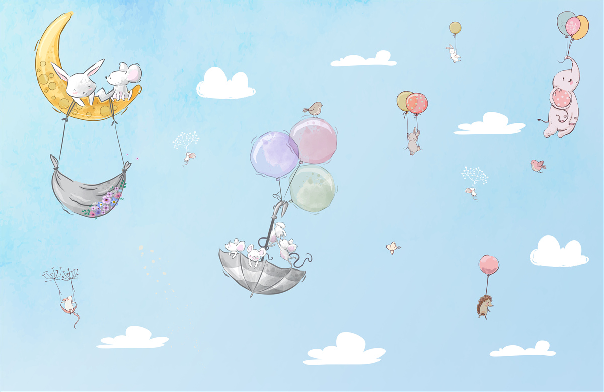 Фотошпалери повітряні кульки та тварини