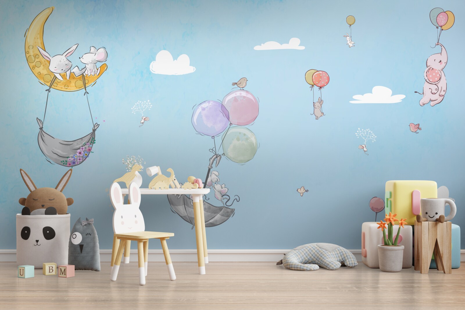 Фотошпалери повітряні кульки та тварини