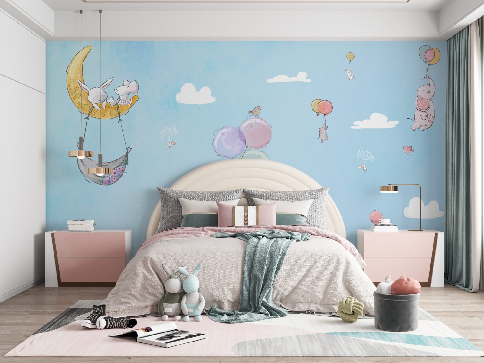 Фотошпалери повітряні кульки та тварини