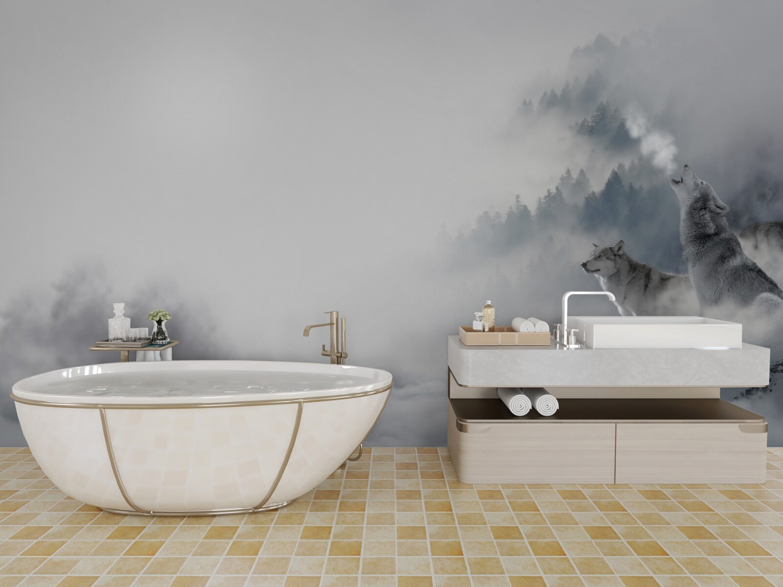 Фотошпалери у зимовому лісі чути виття вовків